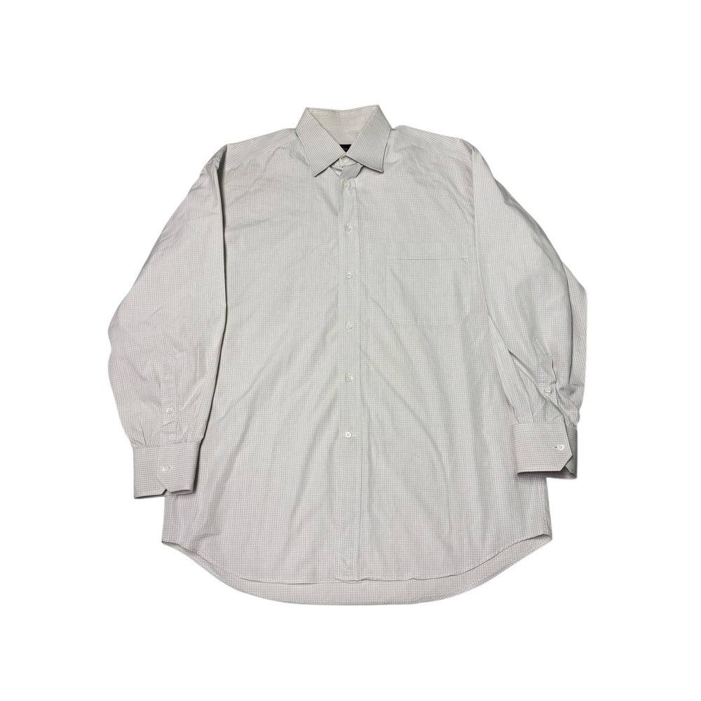Canali Mens‎ Dress Shirt 41 16 Italy Cotton Micro Check Button Down